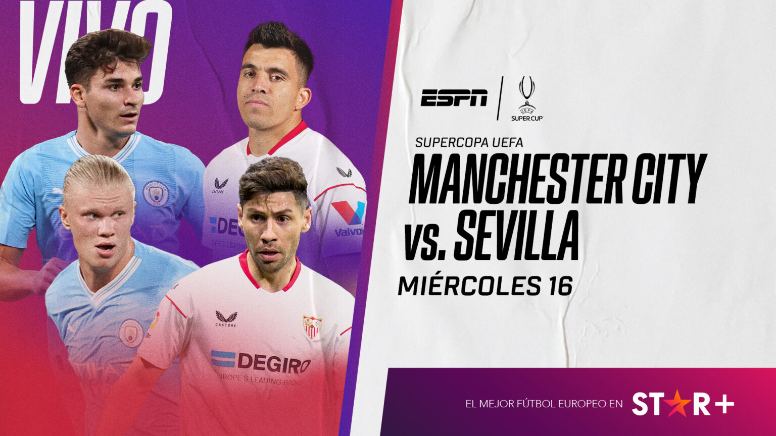 Manchester City vs. Sevilla: Supercopa de la UEFA en VIVO por STAR+