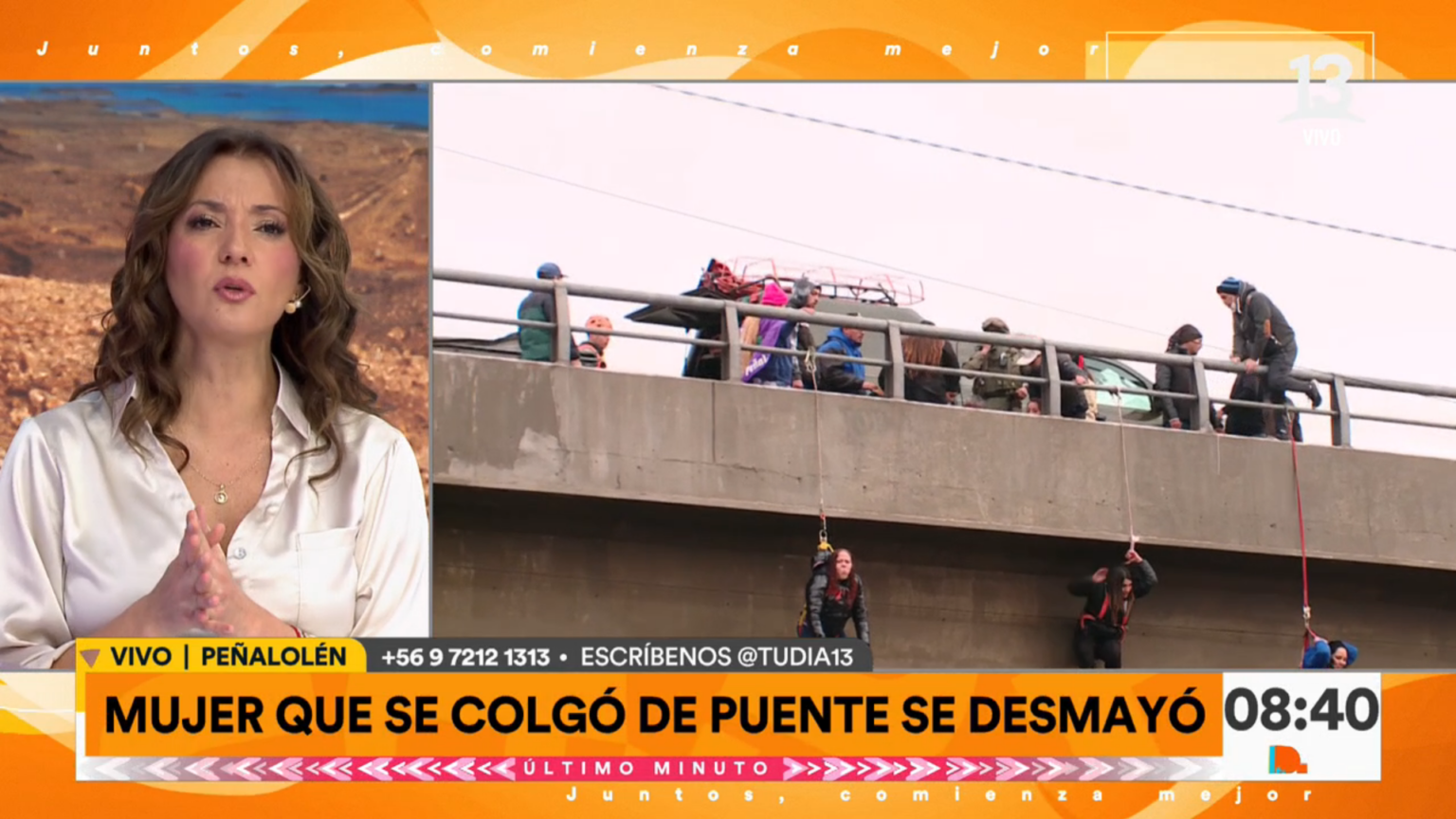 “Tu Día” mostró a una manifestante desmayada mientras protestaba en Américo Vespucio