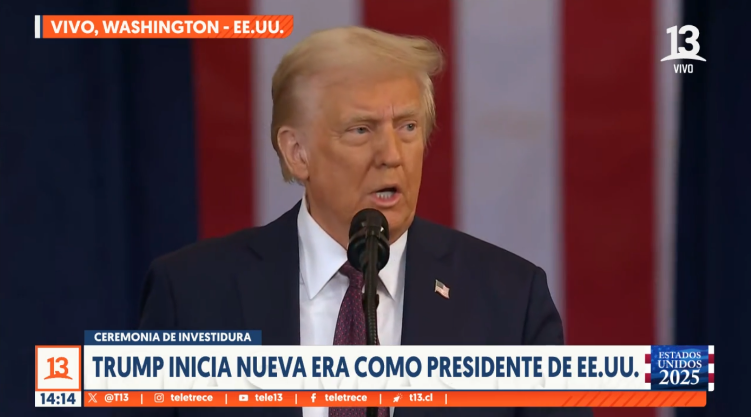 Canal 13 en la asunción de Donald Trump