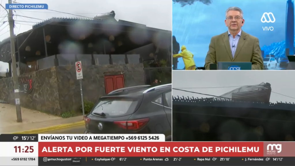Mega es criticado por exponer a periodista en pleno temporal periodista Mega temporal